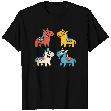 Discover Cute Cartoon Dala Horses Set T Shirts