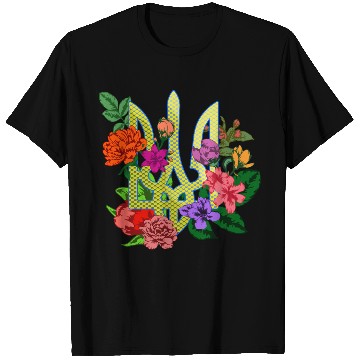 Discover Ukrainian heraldry trident tryzub with blooming T Shirts