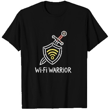Discover Wi-Fi Warrior Fun Tech Shield Design Nerd Tech Fun T Shirts