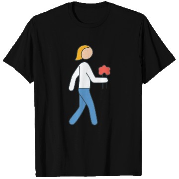 Discover Person walking with flowers in hand T Shirts