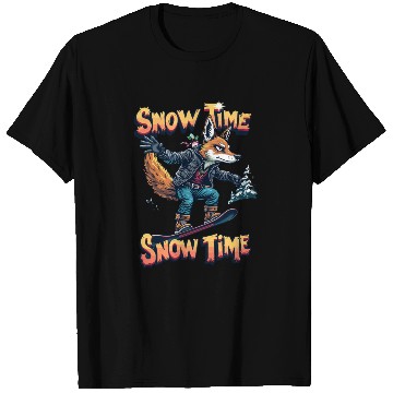 Discover Snow Time Snowboarding Fox Adventure Artwork T Shirts