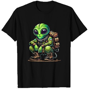 Discover Funny cartoon Chill Alien in Space Suit T Shirts