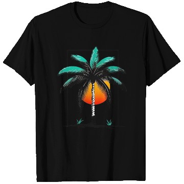 Discover Grayscale Line Drawing Of A Central palm tree T Shirts