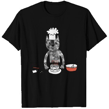Discover Cat in a Chef Hat Baking a Cake T Shirts