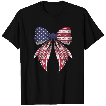 Discover Coquette Bow Airplane Pilot Aviation US Flag T Shirts