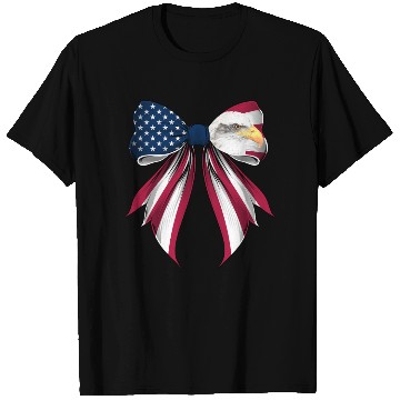 Discover Coquette Bow Bald Eagle Bird US Flag Patriotic T Shirts