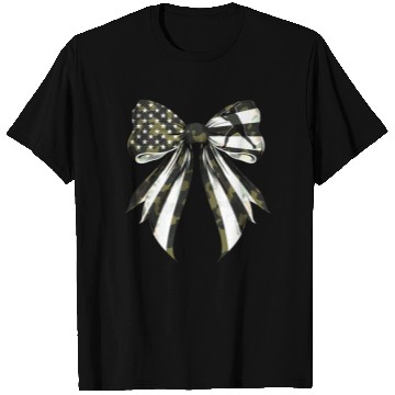 Discover Coquette Bow Baseball Player Camouflage US Flag T Shirts