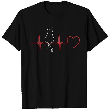 Discover Cat Lover Heartbeat – Feline ECG Design White T Shirts