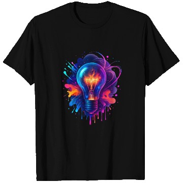 Discover Creative Light Bulb with Neon Splash T Shirts