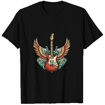 Discover Vintage Retro 80s Rock Roll Music Guitar Wing T Shirts