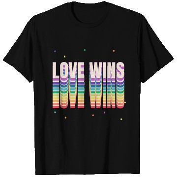 Discover Love Wins Retro Rainbow Pride Typography T Shirts