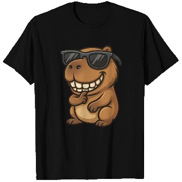Discover Cool capybara guinea pig sunglasses smile T Shirts
