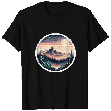 Discover Retro 80s Gradient Sunset Mountain Sticker. T Shirts
