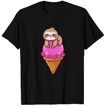 Discover Adorable Sloth on Ice Cream Cone Print T Shirts