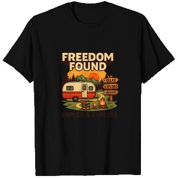 Discover Freedom Found Vintage Camper Adventure T Shirts