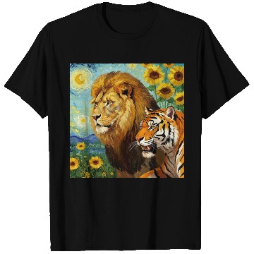 Discover Lion And Tiger Van Gogh Style T Shirts