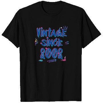 Discover Vintage Since 2002 Graffiti Glitch 23rd Birthday T Shirts