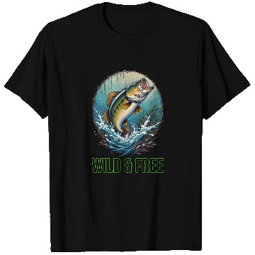 Discover Leaping Largemouth Bass - Wild & Free Art T Shirts