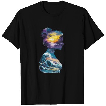 Discover Sunset and Ocean Waves Silhouette Art for Nature T Shirts