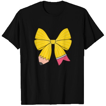 Discover Retro Pencil Coquette Bow Teacher T Shirts