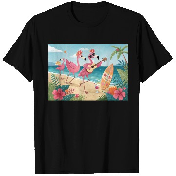Discover Happy flamingo friends T Shirts