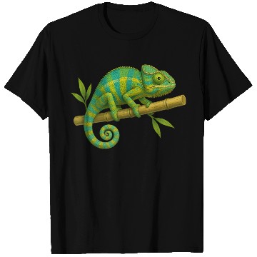 Discover Colorful Chameleon on Bamboo Branch T Shirts