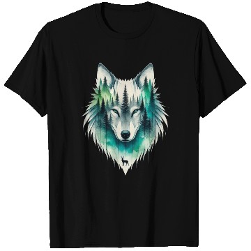 Discover Majestic Wolf with Nature Elements Design T Shirts