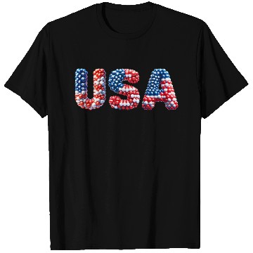 Discover USA lettering in national colors  Balloon design T Shirts