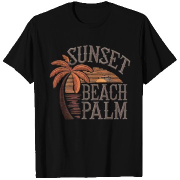 Discover Sunset Palms Beach Scene Design T Shirts