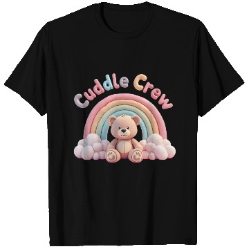 Discover Soft teddy bear sitting under a rainbow T Shirts