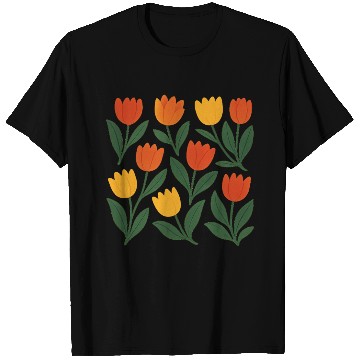 Discover Bright Tulip Garden Pattern T Shirts