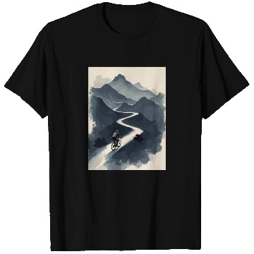Discover Mountain Adventure Cyclist Journey Through Serene T Shirts