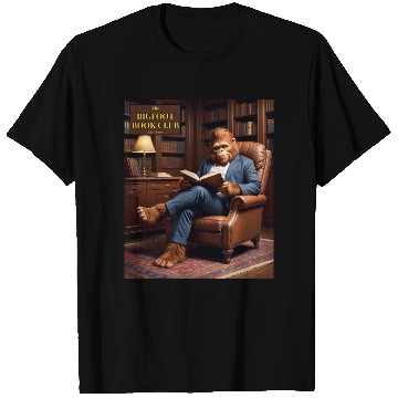 Discover Bigfoot Book Club Sasquatch Reading in the Library T Shirts