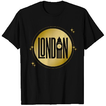 Discover Black & Gold London Skyline Retro City Pride T Shirts