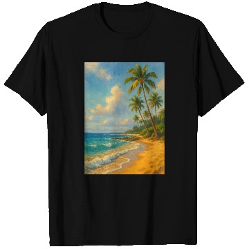 Discover Tropical Serenity – Peaceful Beach Landscape Art T Shirts