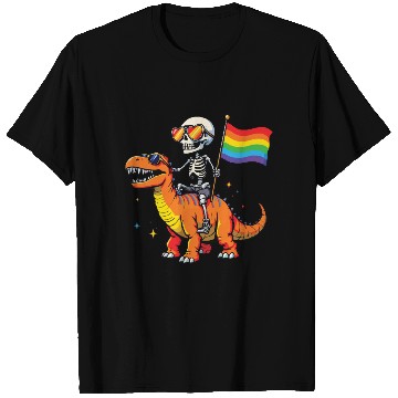 Discover Skeleton with dinosaur Lgbtq T Shirts