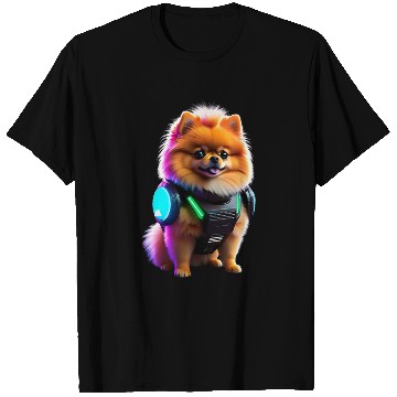 Discover Cyber Pomeranian: Explorer of the Future T Shirts