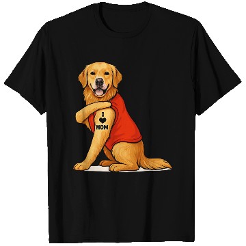 Discover Funny golden retriever Dog I Love Mom Tattoo Lover T Shirts