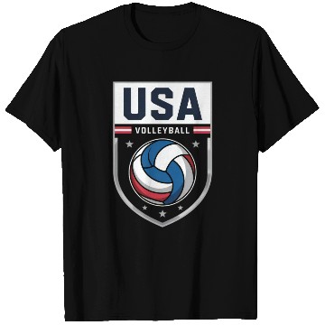 Discover USA Volleyball Emblem Design T Shirts