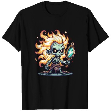 Discover Flame-Haired Skeleton Witch – Magic Mirror Spirit T Shirts