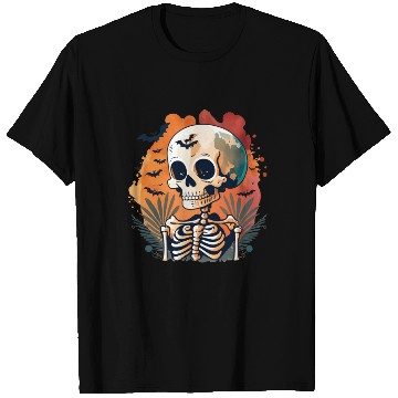 Discover Sunset Skeleton with Retro Vibe T Shirts