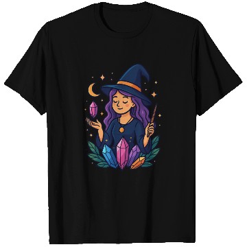 Discover Mystical Crystal Witch Illustration T Shirts
