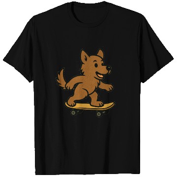 Discover Cute Dog riding Skateboard T Shirts