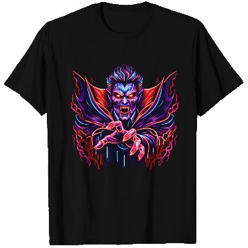 Discover Neon Vampire Lord – Retro Horror Glow T Shirts
