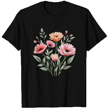 Discover Meadows Whisper Watercolor Wildflower Bouquet T Shirts