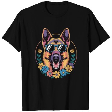 Discover Trendy German Shepherd in Floral Style T Shirts