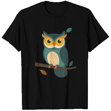 Discover Wise Owl on a Branch - Charming Animal Design T Shirts