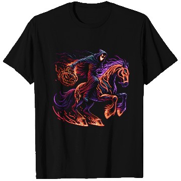 Discover Haunted Pumpkin Rider – Neon Horror Chase T Shirts