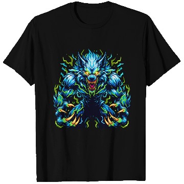 Discover Neon Alpha Howler – Electric Werewolf Rage T Shirts