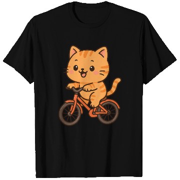 Discover Happy Cat Riding a Bike T Shirts